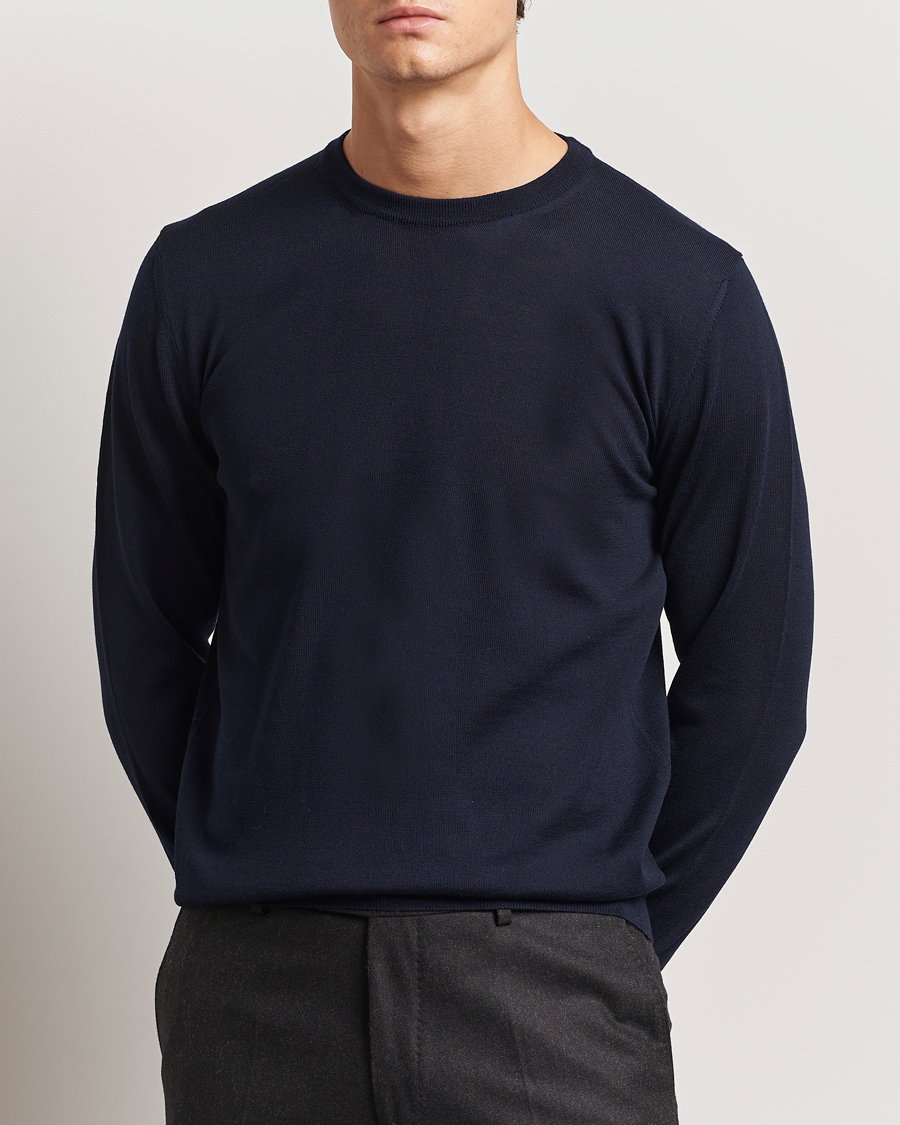 Homme | Pulls Et Tricots | Canali | Merino Wool Crew Neck Navy