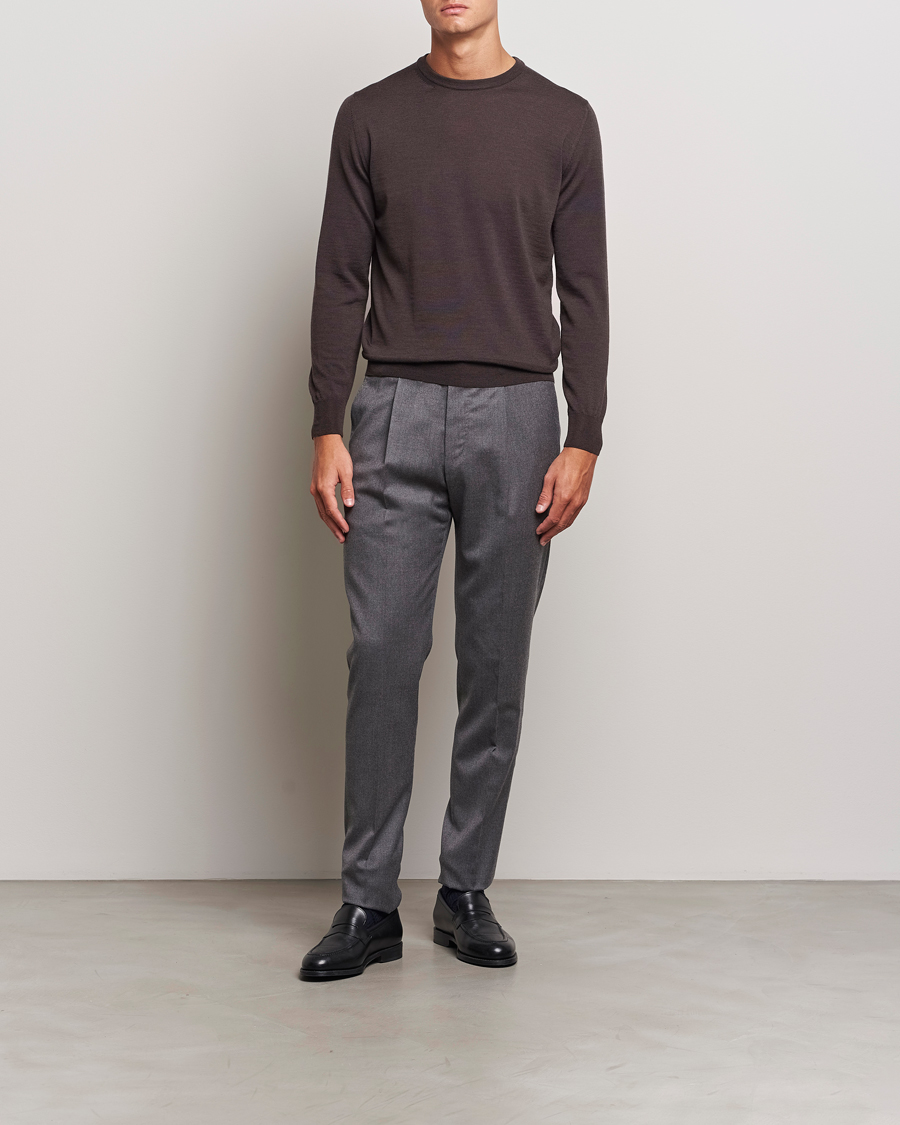 Homme | Pulls Et Tricots | Canali | Merino Wool Crew Neck Brown
