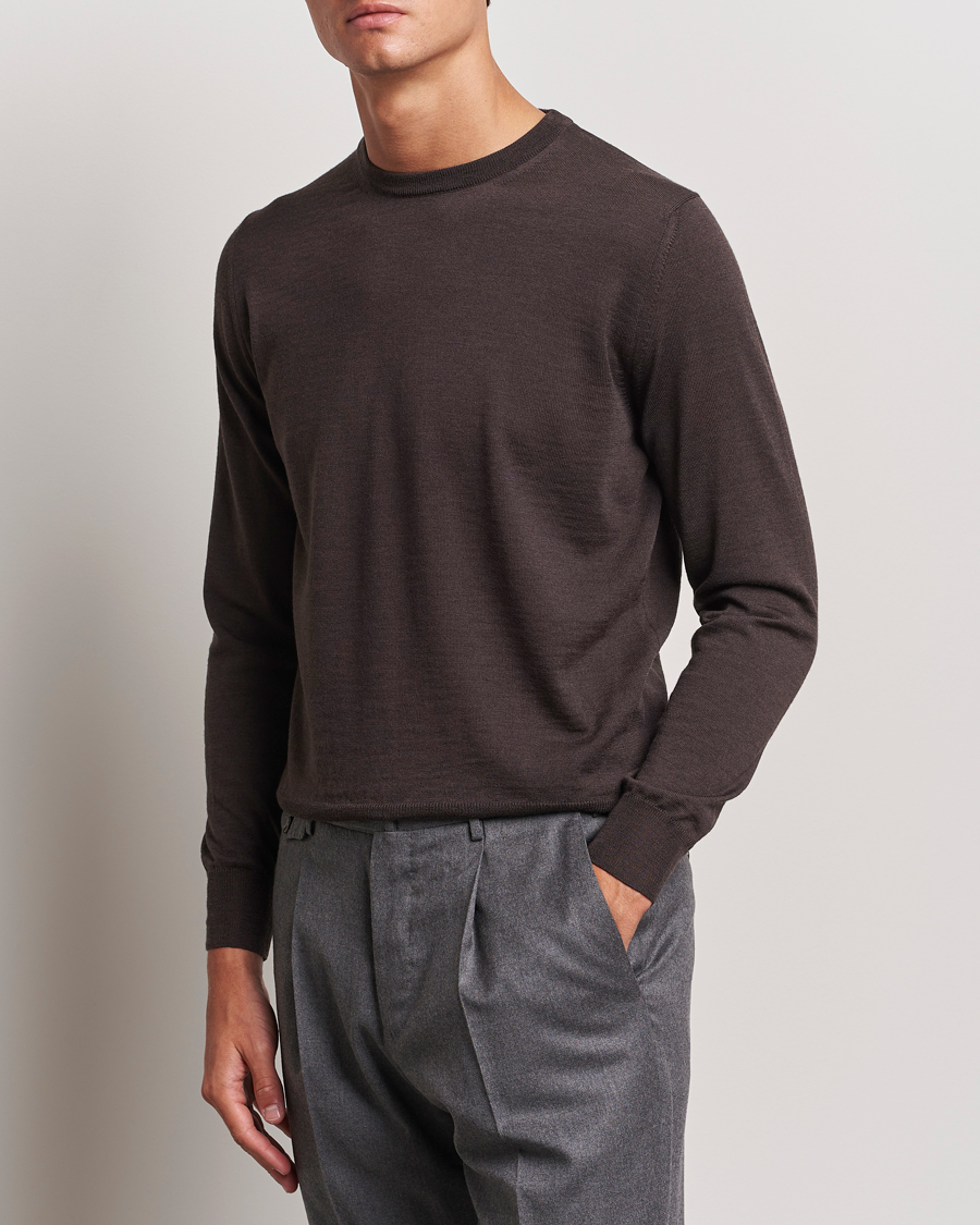 Homme | Pulls Et Tricots | Canali | Merino Wool Crew Neck Brown