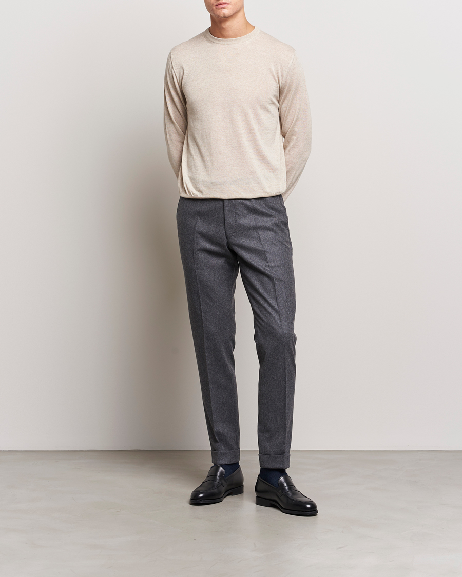Homme | Pulls Et Tricots | Canali | Merino Wool Crew Neck Light Beige