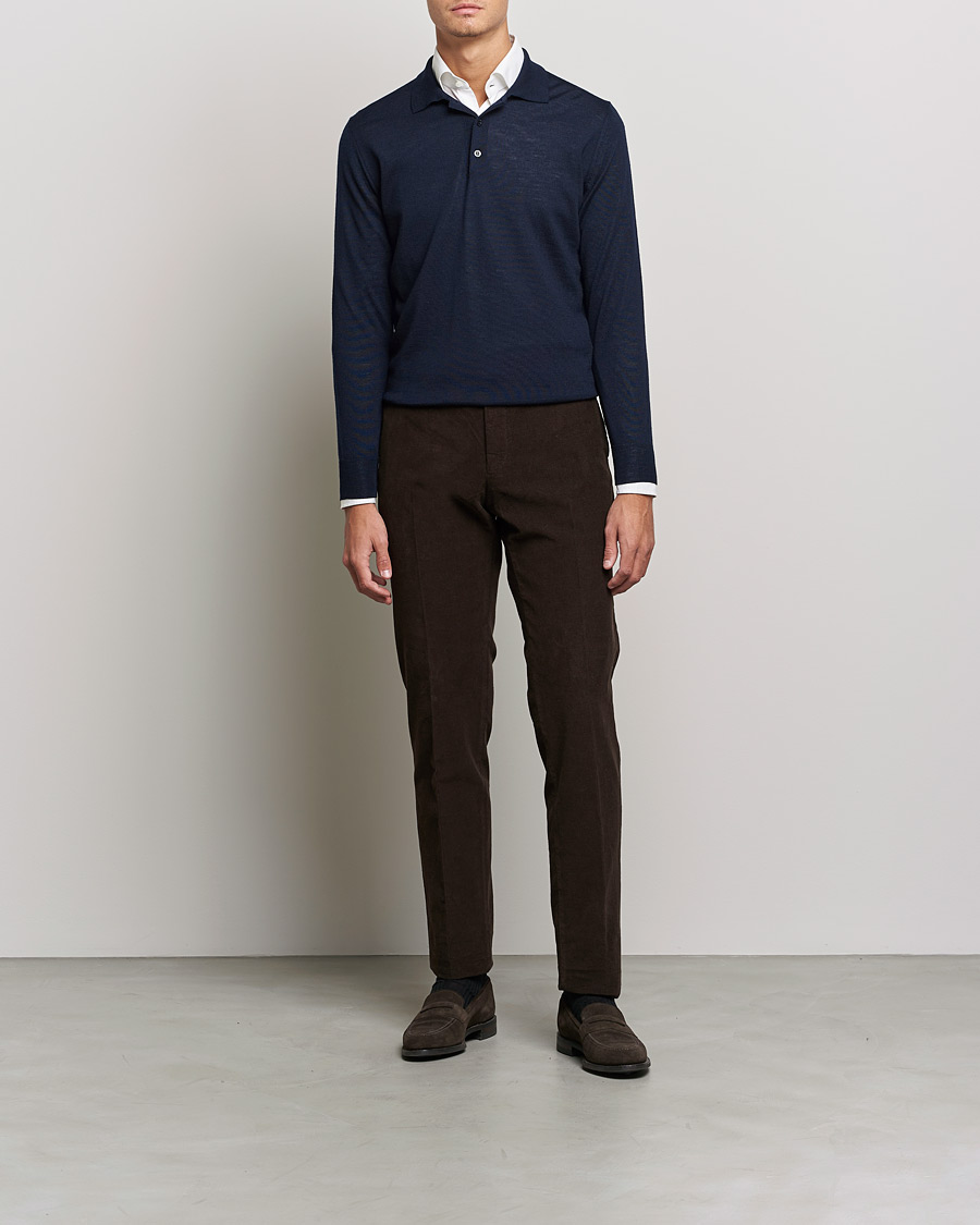 Homme | Pulls Et Tricots | Canali | Merino Wool Knitted Polo Navy