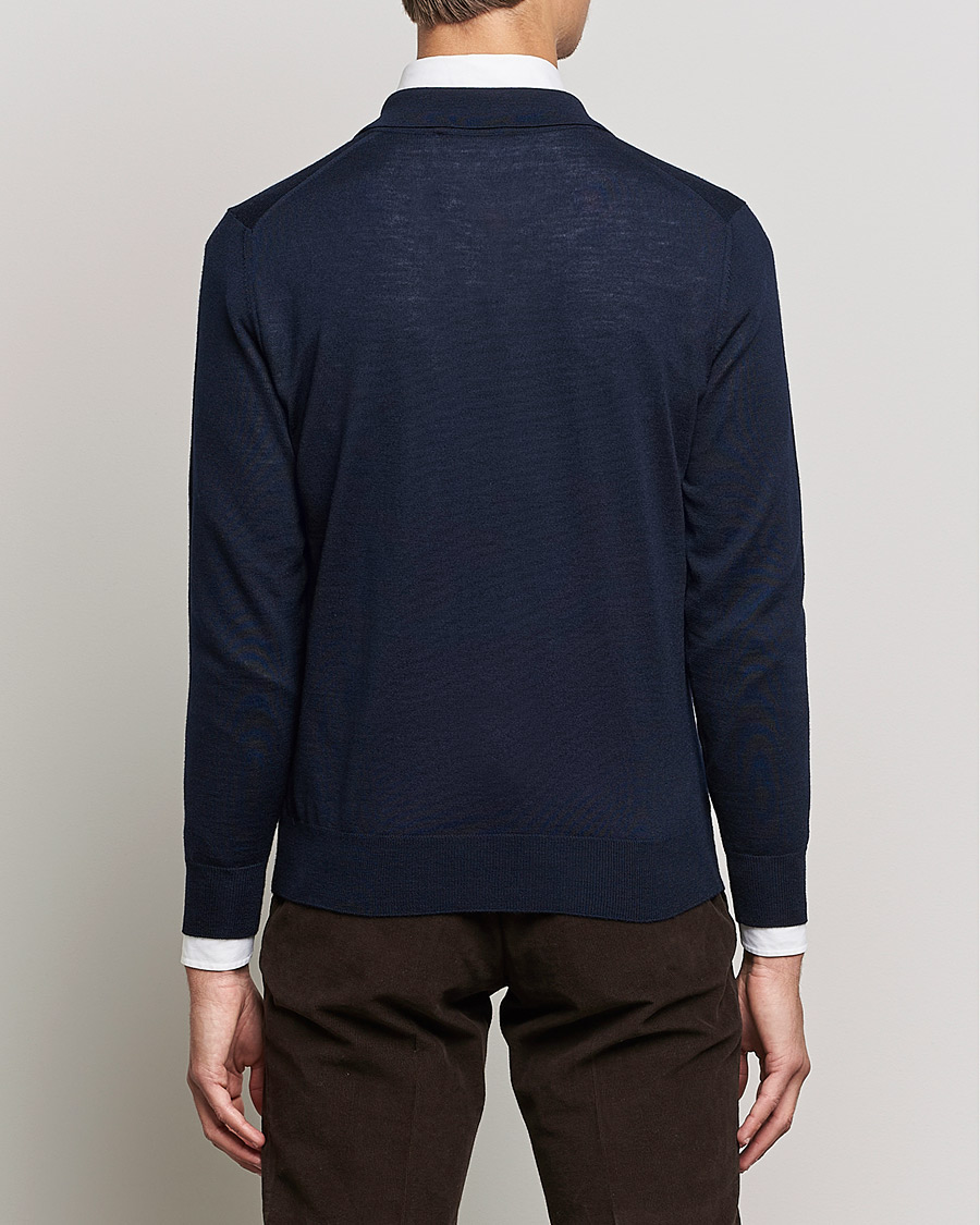 Homme | Pulls Et Tricots | Canali | Merino Wool Knitted Polo Navy