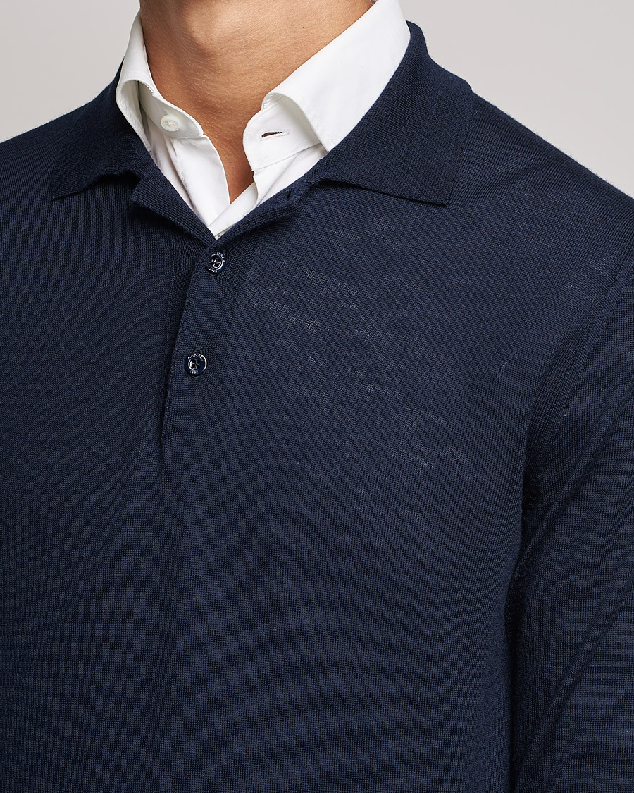 Homme | Pulls Et Tricots | Canali | Merino Wool Knitted Polo Navy