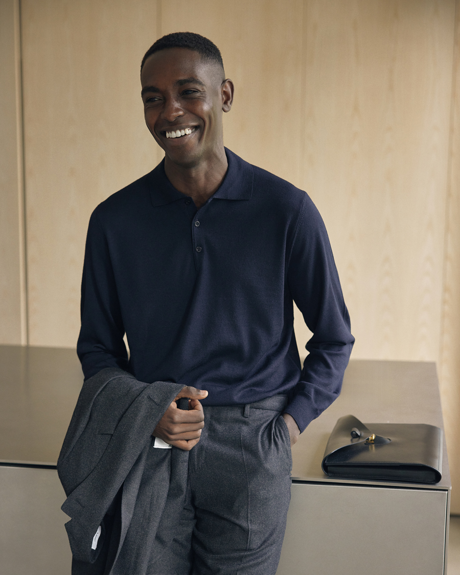 Homme | Pulls Et Tricots | Canali | Merino Wool Knitted Polo Navy