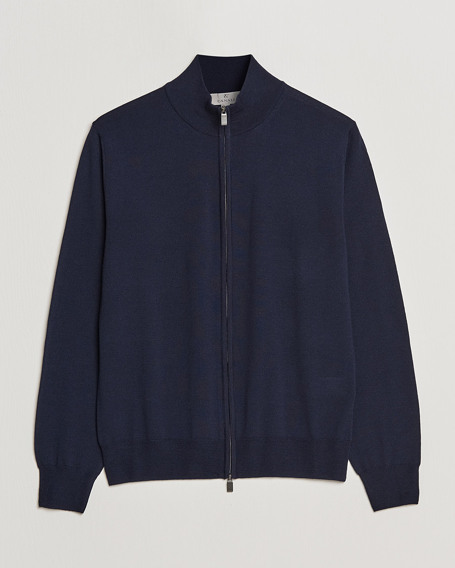 Homme | Pulls Et Tricots | Canali | Merino Wool Full Zip Navy