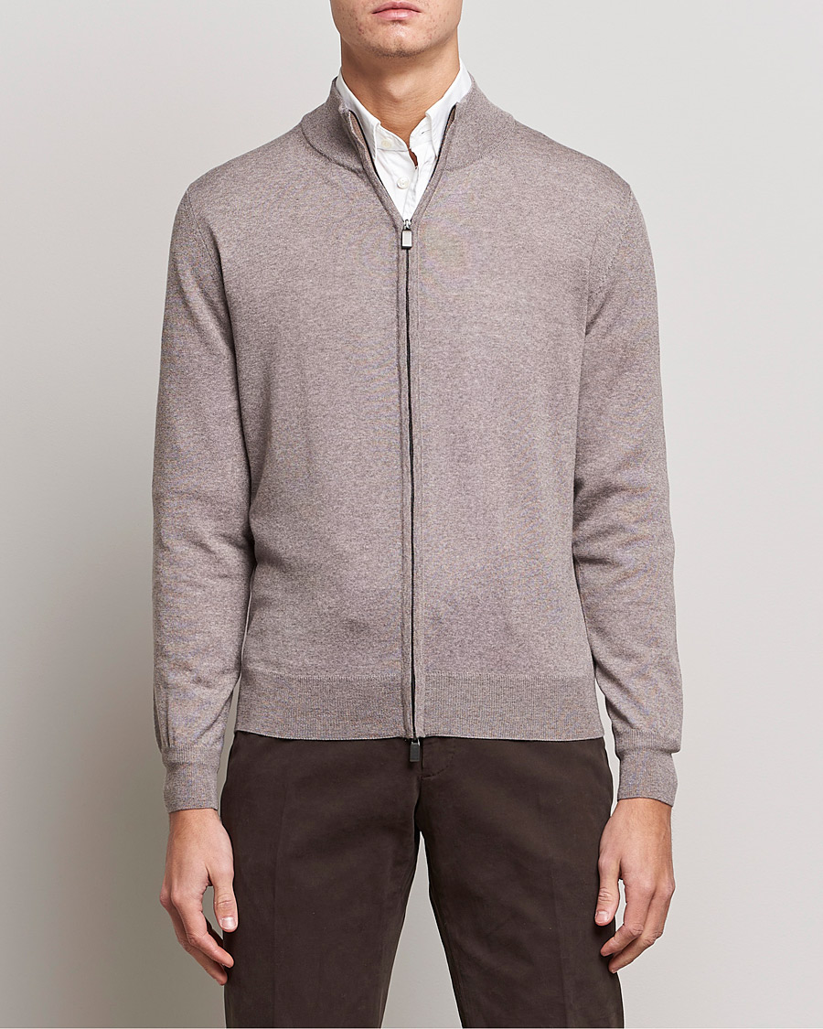 Homme | Pulls Et Tricots | Canali | Merino Wool Full Zip Beige