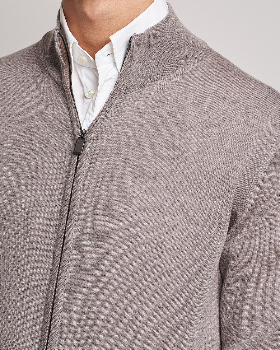 Homme | Pulls Et Tricots | Canali | Merino Wool Full Zip Beige