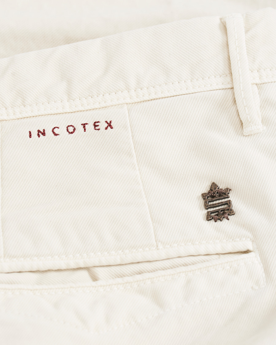 Homme | Pantalons | Incotex | Slim Fit Garment Dyed Washed Slacks Off White