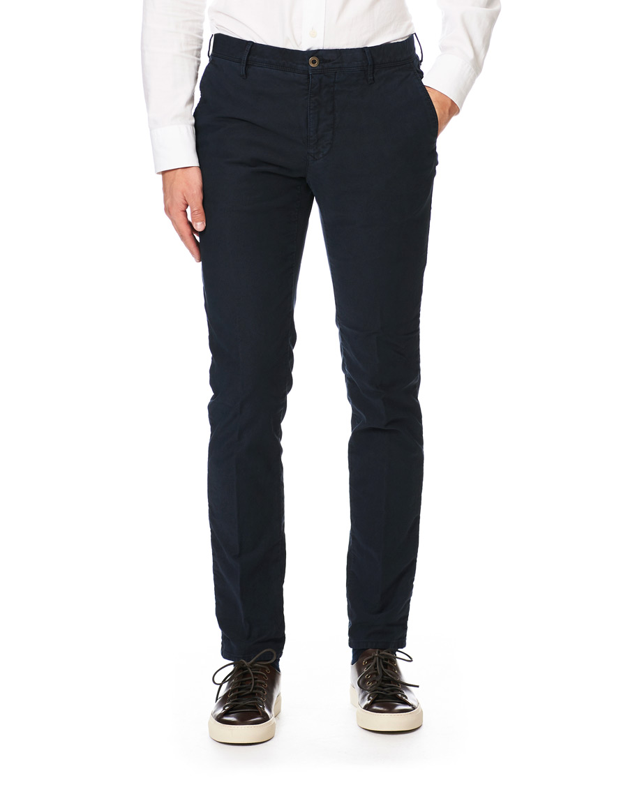 Homme | Pantalons | Incotex | Slim Fit Garment Dyed Washed Slacks Navy
