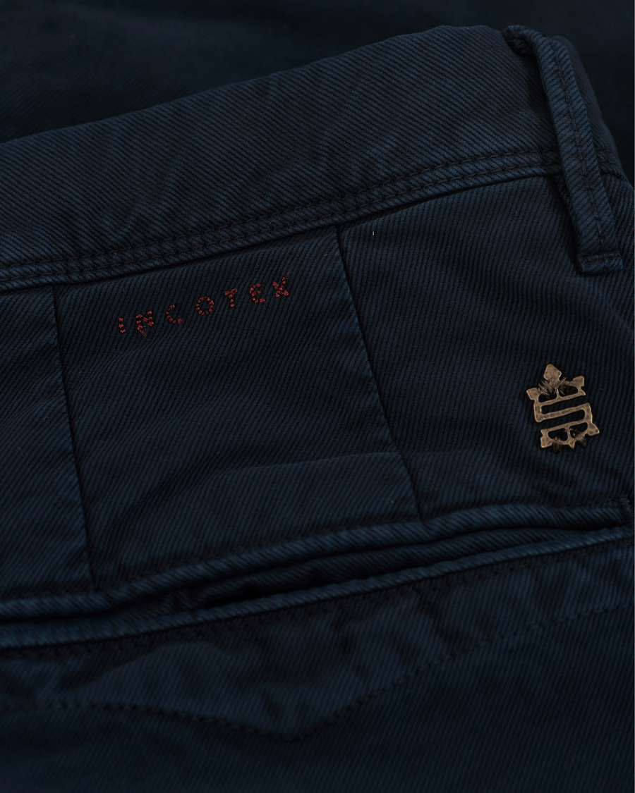 Homme | Pantalons | Incotex | Slim Fit Garment Dyed Washed Slacks Navy