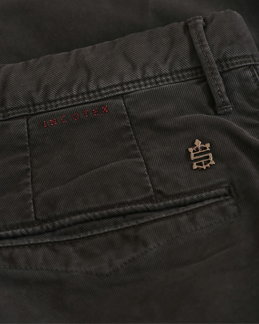Homme | Pantalons | Incotex | Slim Fit Garment Dyed Washed Slacks Black
