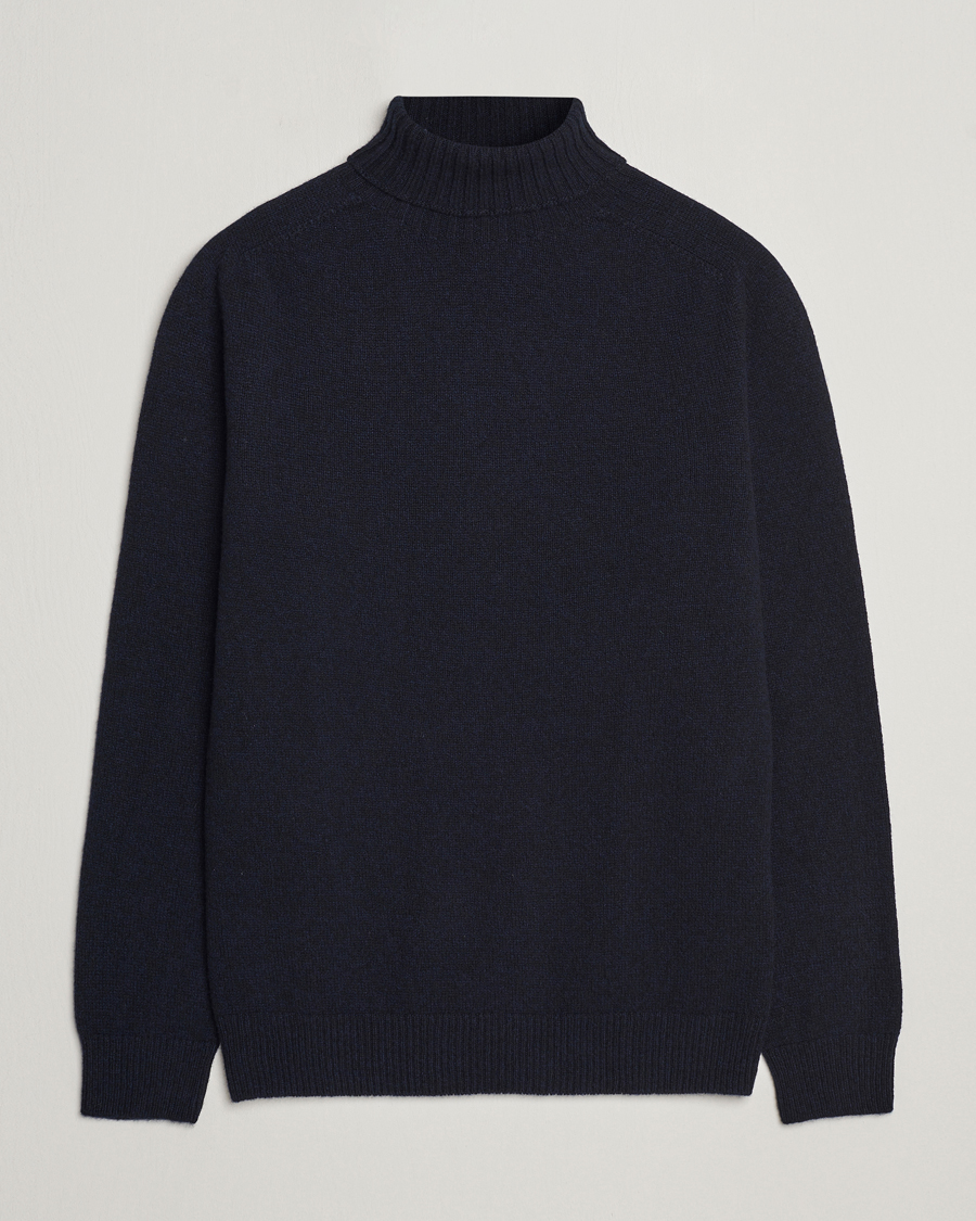 Homme | Pulls Et Tricots | Sunspel | Lambswool Poloshirt Dark Navy Moiline