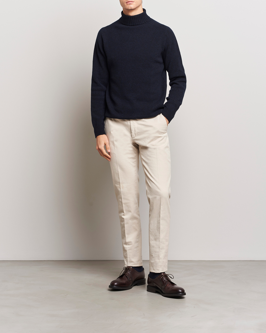 Homme | Pulls Et Tricots | Sunspel | Lambswool Poloshirt Dark Navy Moiline