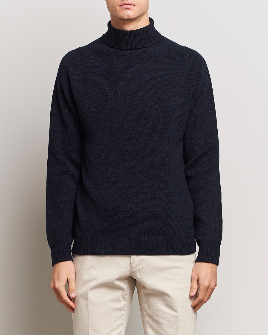 Homme | Pulls Et Tricots | Sunspel | Lambswool Poloshirt Dark Navy Moiline