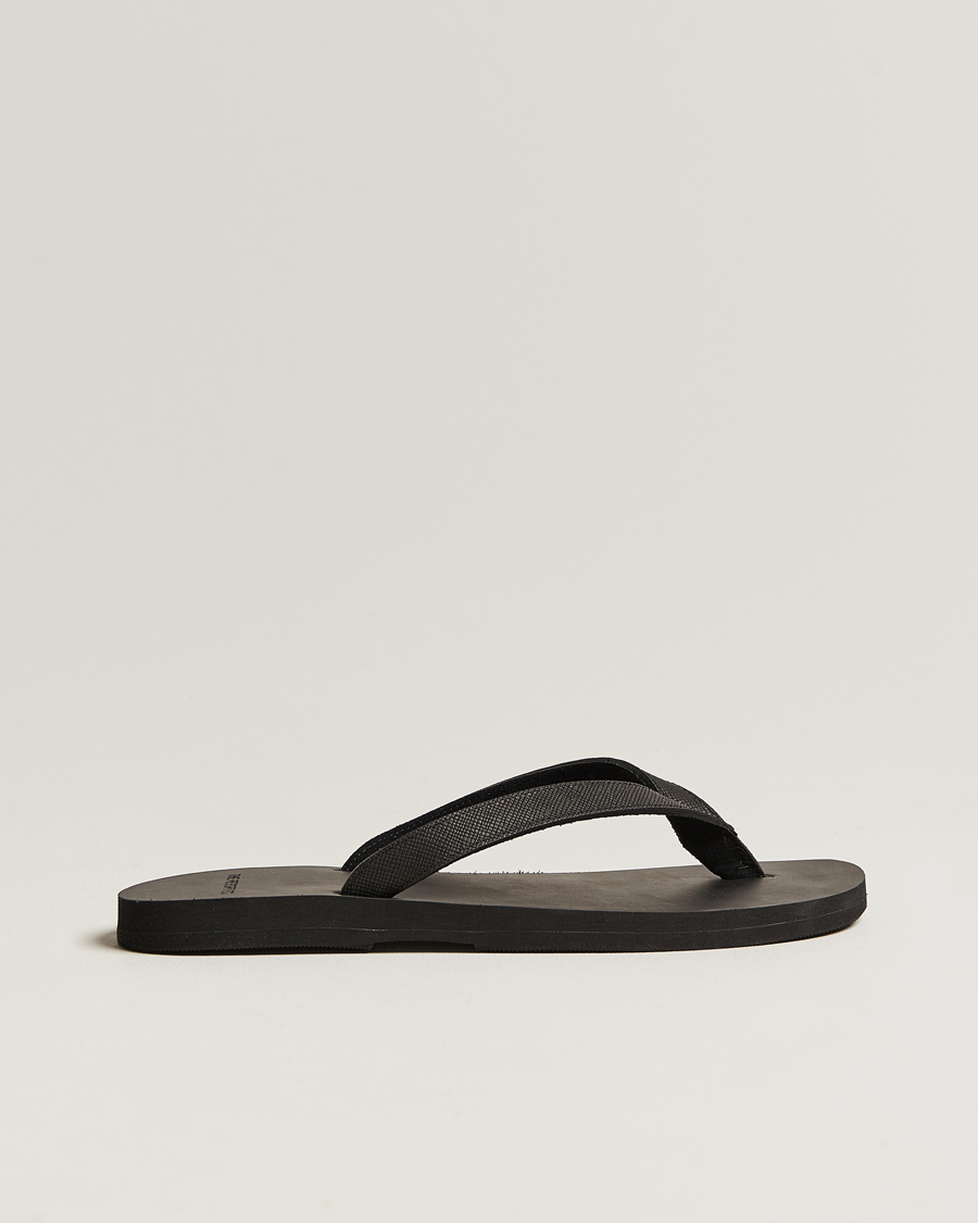 Homme | The Resort Co Saffiano Leather Flip-Flop Black | The Resort Co | Saffiano Leather Flip-Flop Black