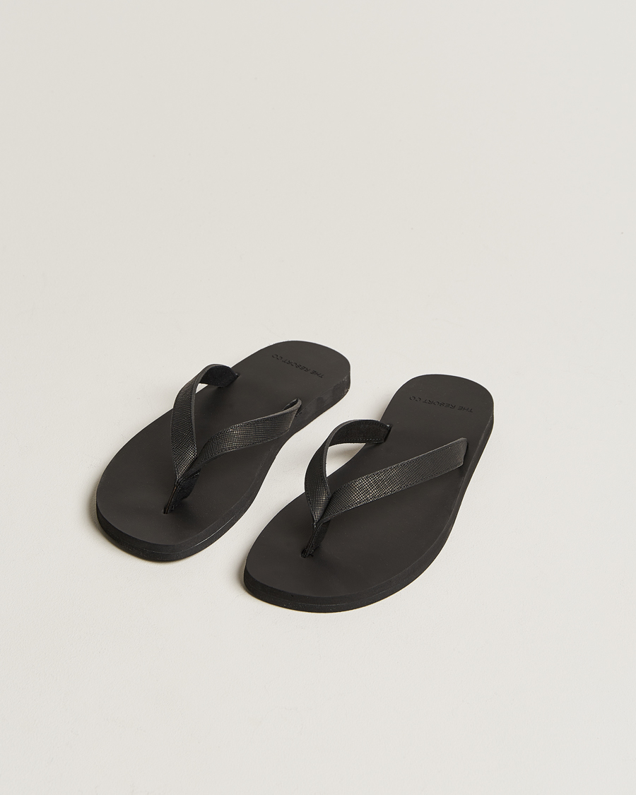 Homme | The Resort Co Saffiano Leather Flip-Flop Black | The Resort Co | Saffiano Leather Flip-Flop Black