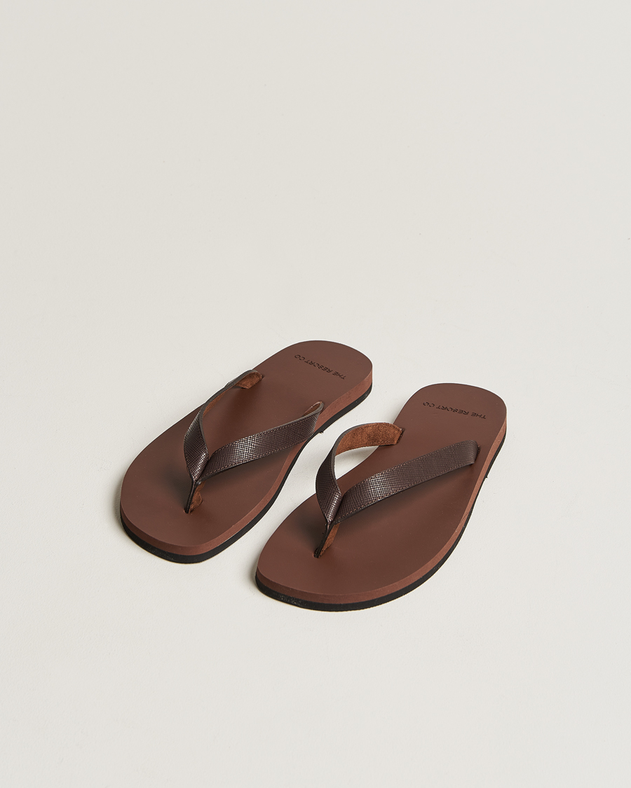 Homme | The Resort Co Saffiano Leather Flip-Flop Brown | The Resort Co | Saffiano Leather Flip-Flop Brown