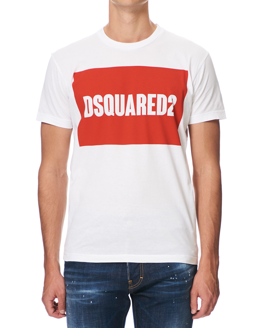 Homme | T-shirts | Dsquared2 | Cool Fit Box Print Logo Crew Neck Tee White