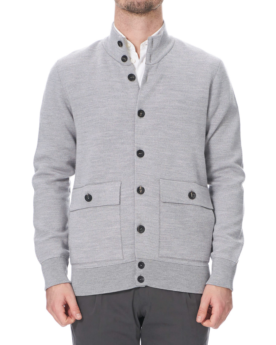 Homme | Pulls Et Tricots | 14 Savile Row | Silk/Cashmere/Wool Cardigan Pale Grey