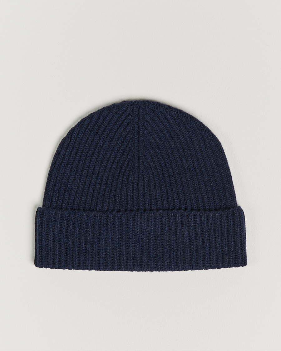 Homme | Johnstons of Elgin Cashmere Ribbed Hat Navy | Johnstons of Elgin | Cashmere Ribbed Hat Navy