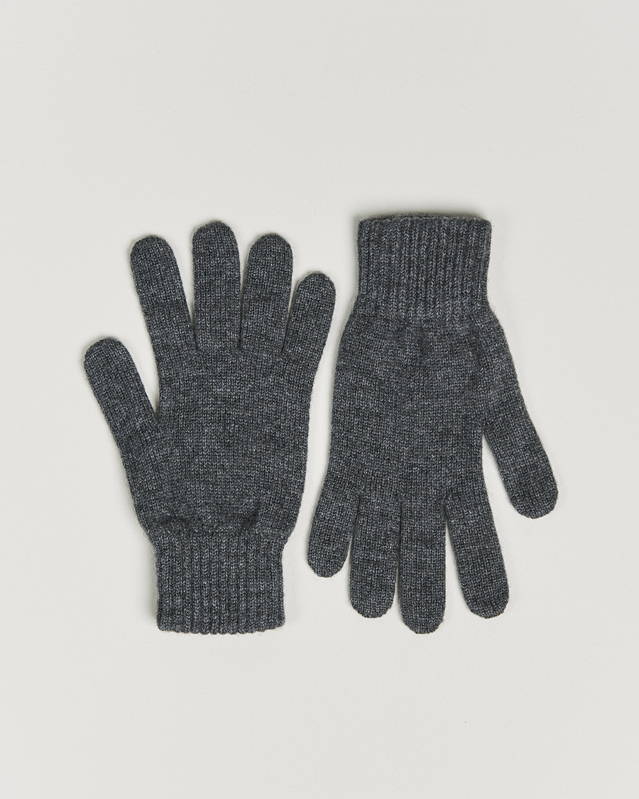 Homme | Johnstons of Elgin Knitted Cashmere Gloves Dark Granite | Johnstons of Elgin | Knitted Cashmere Gloves Dark Granite