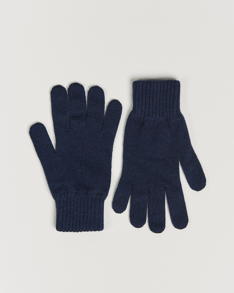 Homme | Johnstons of Elgin Knitted Cashmere Gloves Navy | Johnstons of Elgin | Knitted Cashmere Gloves Navy