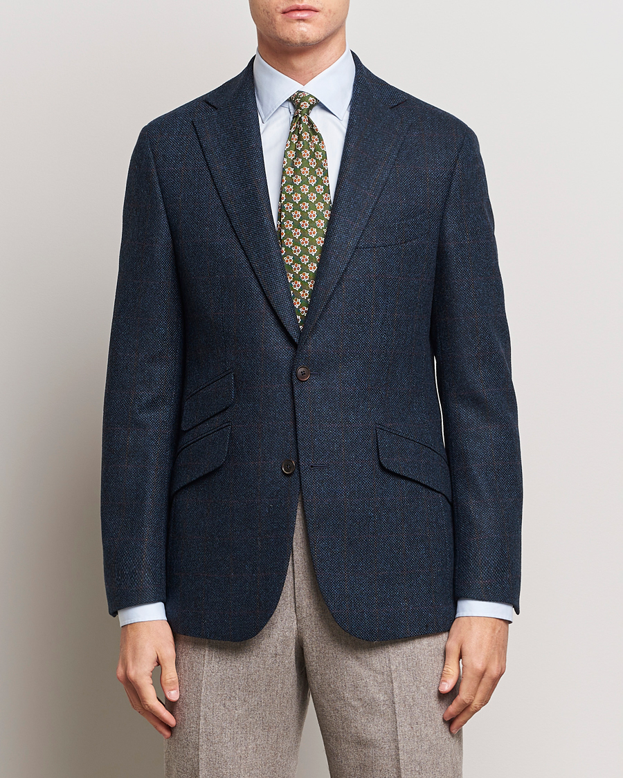 Homme | Blazers | Walker Slater | Edward Lambswool Windowpane Blazer Navy