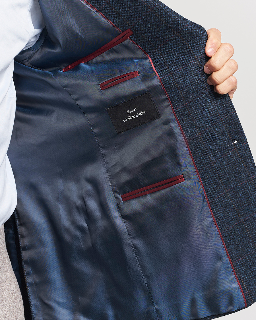 Homme | Blazers | Walker Slater | Edward Lambswool Windowpane Blazer Navy