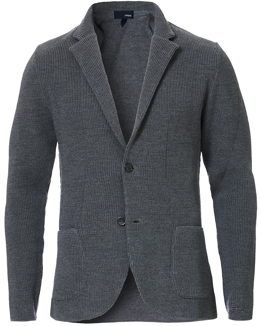 Homme | Blazers | Lardini | Knitted Wool Blazer Grey