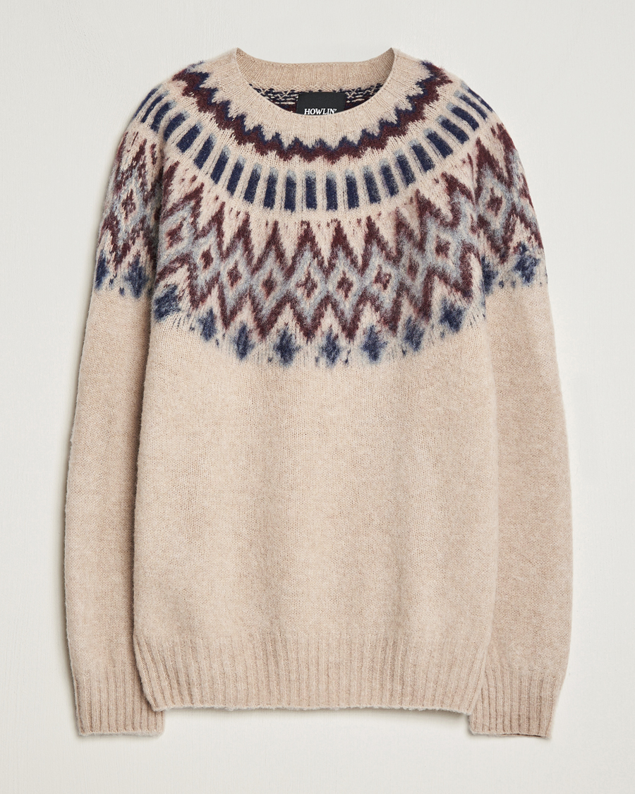 Homme | Pulls Et Tricots | Howlin' | Brushed Wool Fair Isle Crew Sweater Biscuit