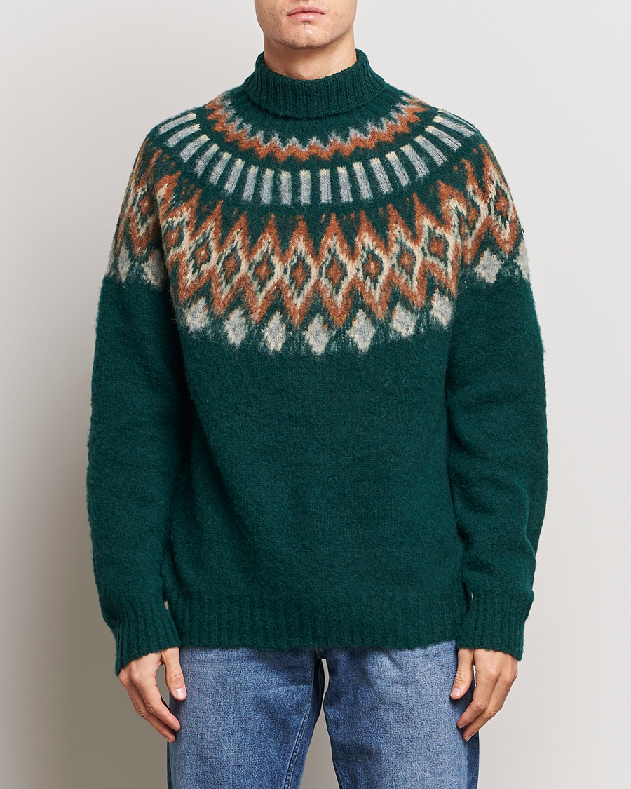 Homme | Pulls Et Tricots | Howlin' | Brushed Wool Fair Isle Roll Neck Forest