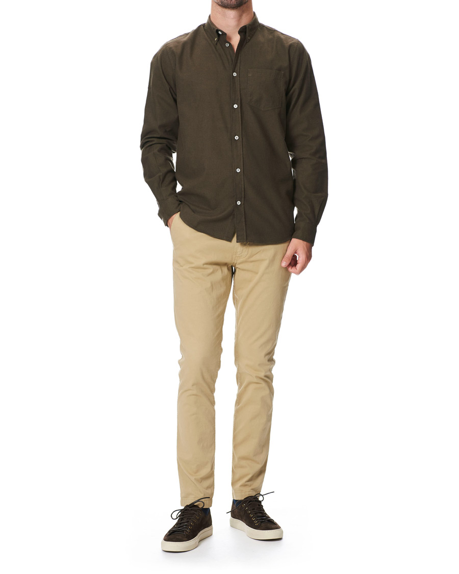 Homme | Chemises | Norse Projects | Anton Brushed Flannel Shirt Dark Green