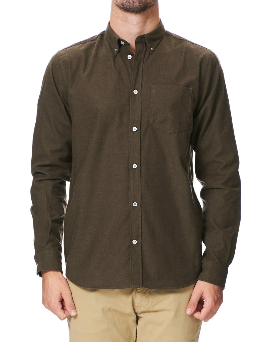 Homme | Chemises | Norse Projects | Anton Brushed Flannel Shirt Dark Green