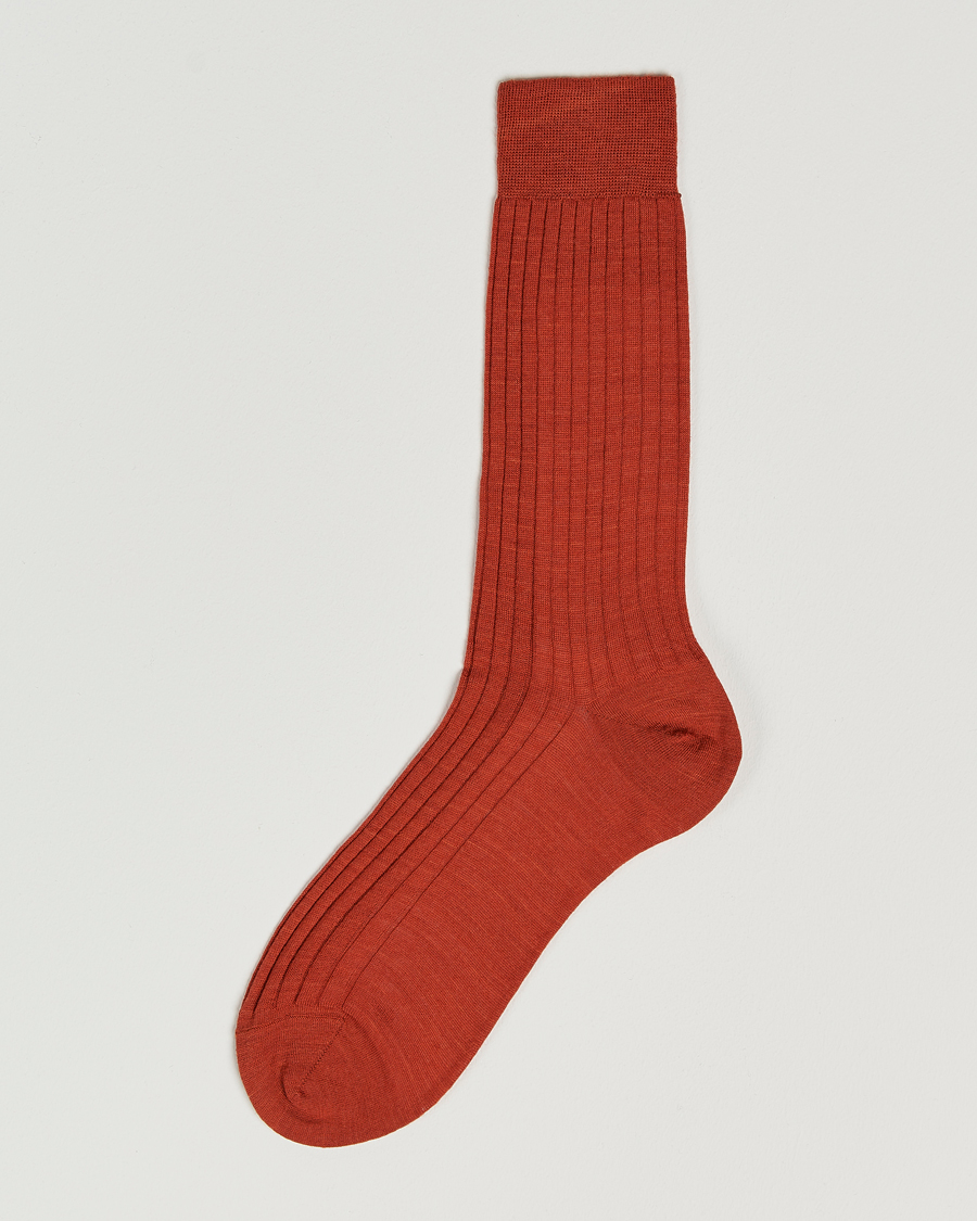 Homme | Sous-Vêtements Et Chaussettes | Bresciani | Wool/Nylon Ribbed Short Socks Burnt Orange