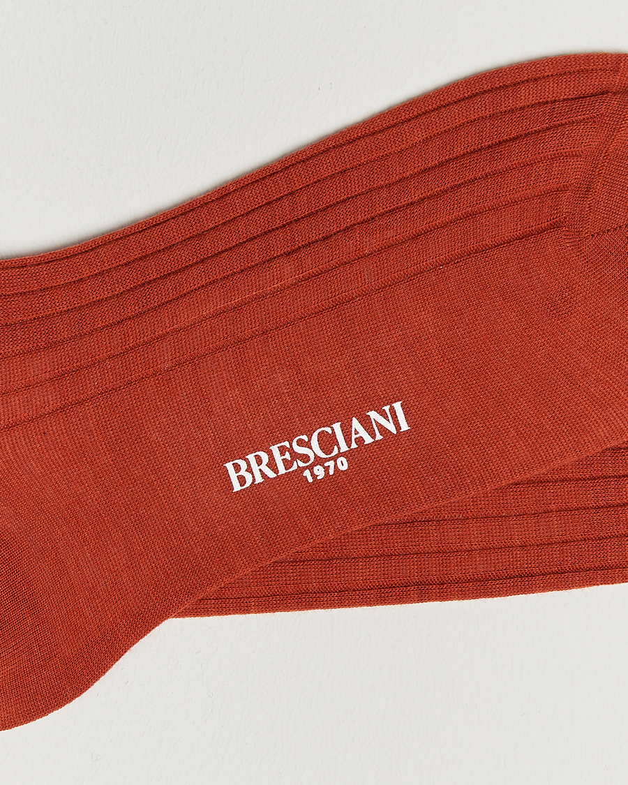 Homme | Sous-Vêtements Et Chaussettes | Bresciani | Wool/Nylon Ribbed Short Socks Burnt Orange