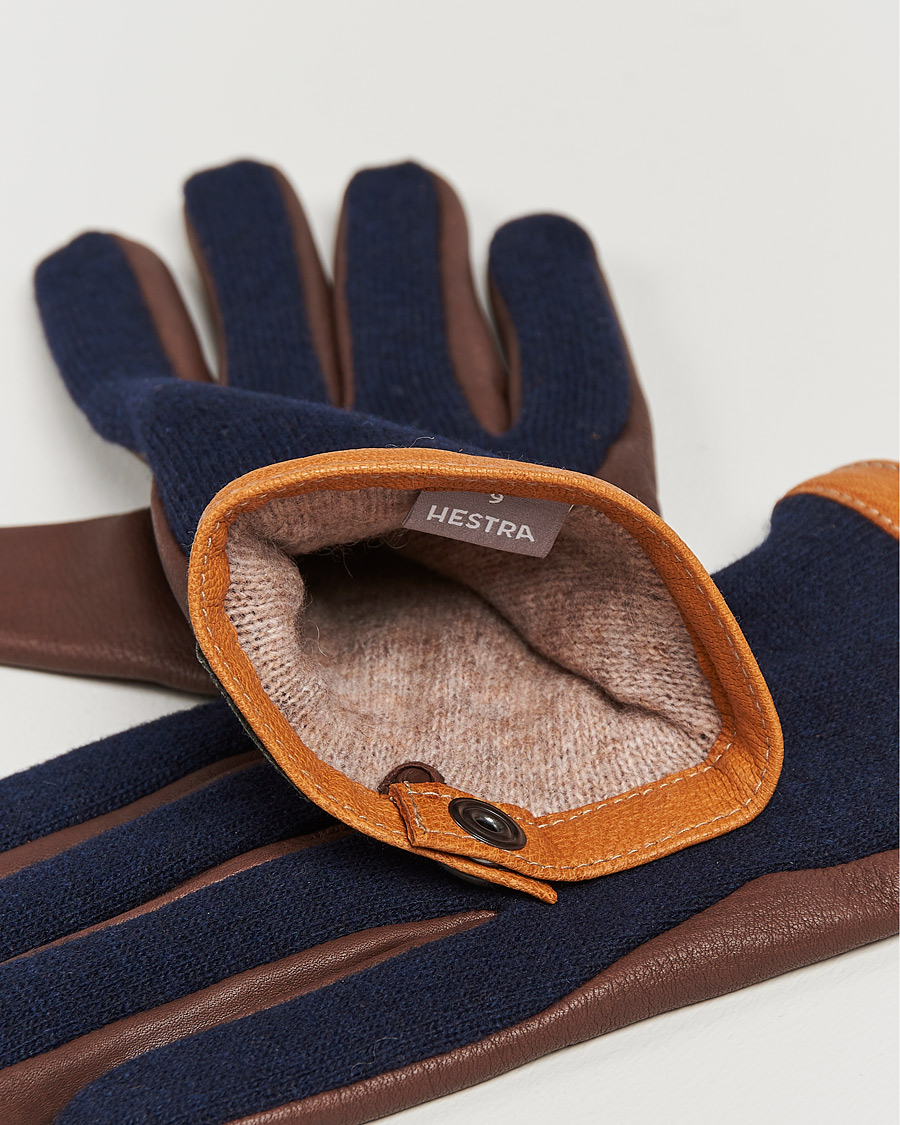 Homme | Hestra | Hestra | Deerskin Wool Tricot Glove Blue/Brown