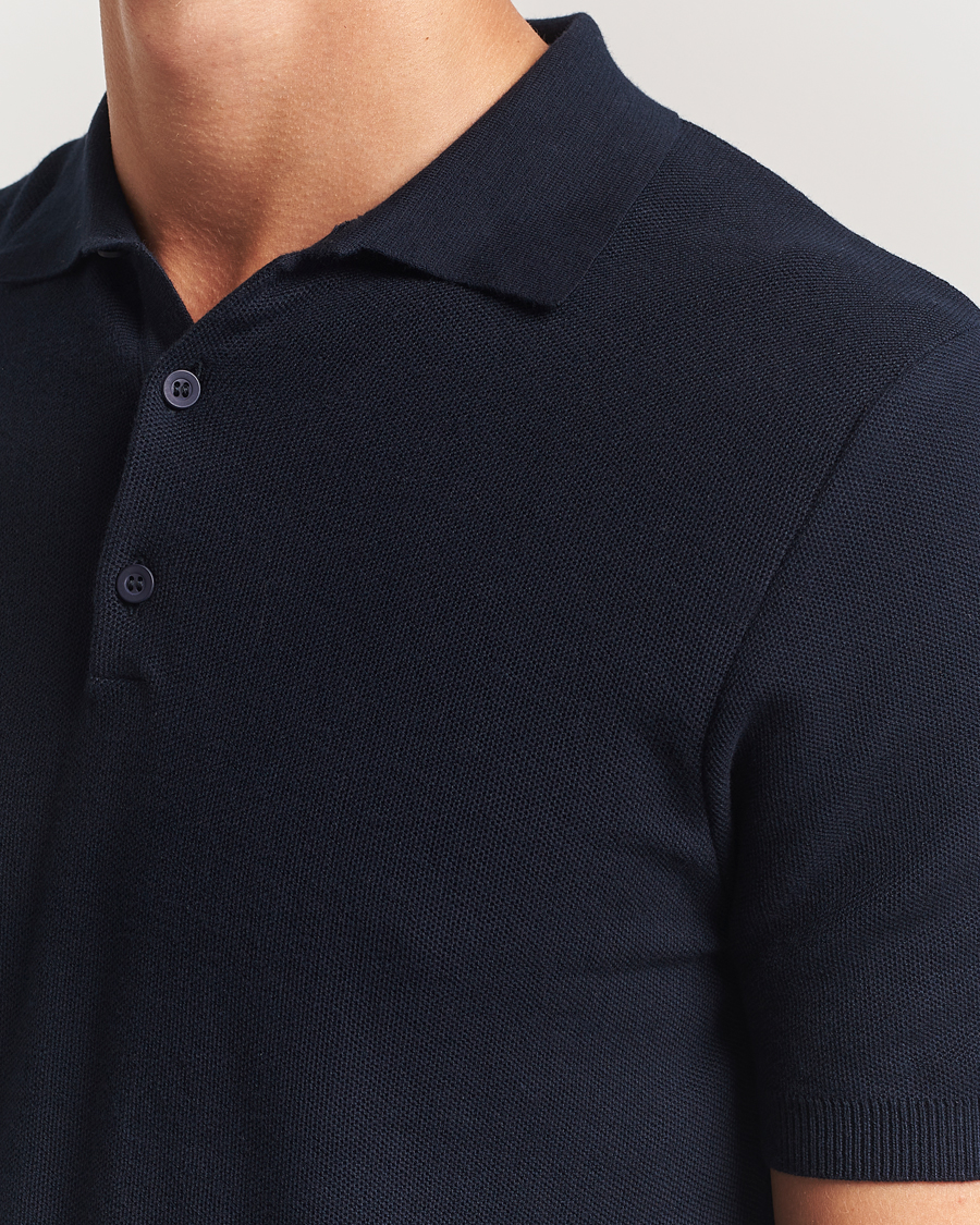 Homme | Polos | Sunspel | Fine Texture Polo Navy