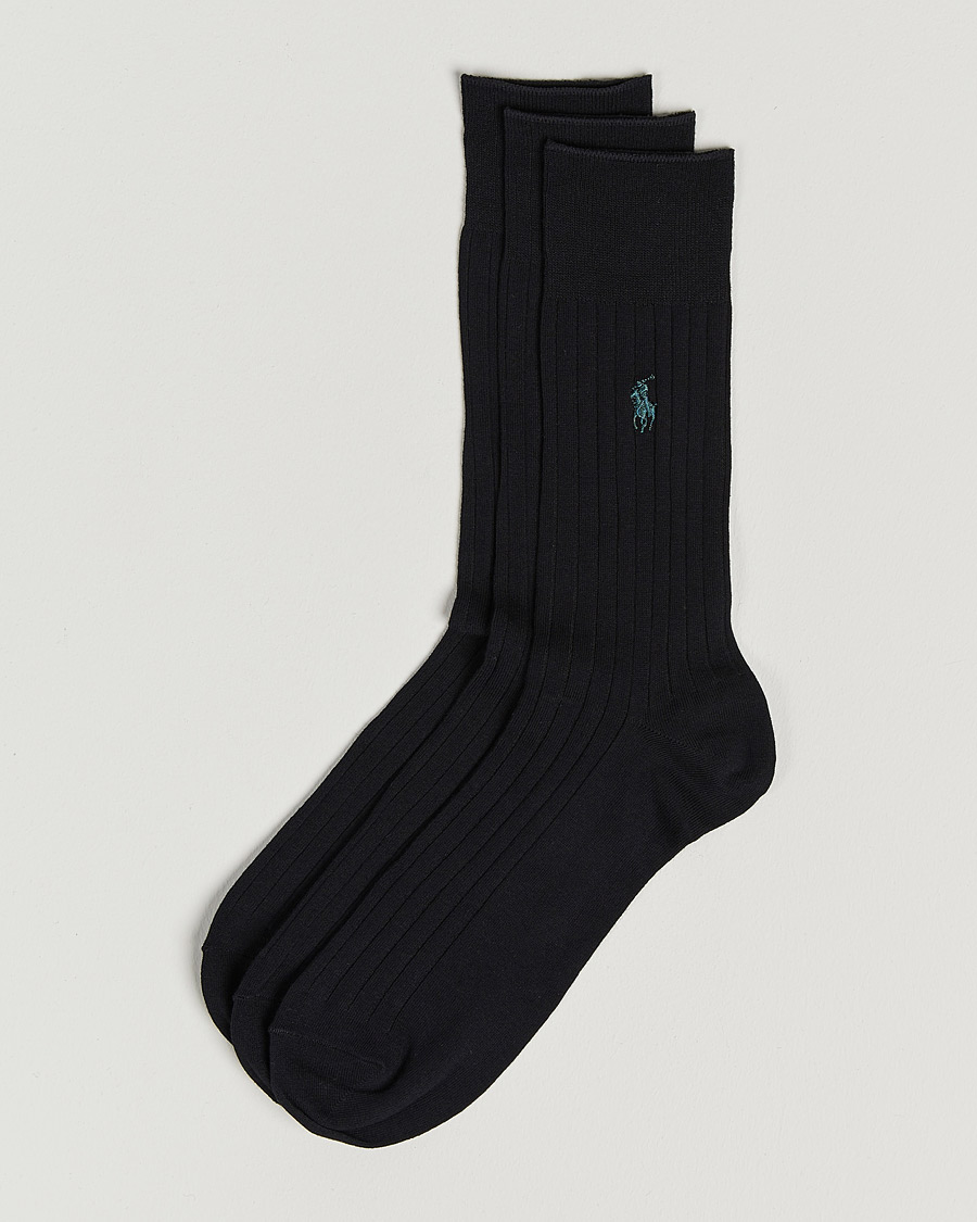 Homme | Sous-Vêtements Et Chaussettes | Polo Ralph Lauren | 3-Pack Egyptian Rib Crew Socks Black