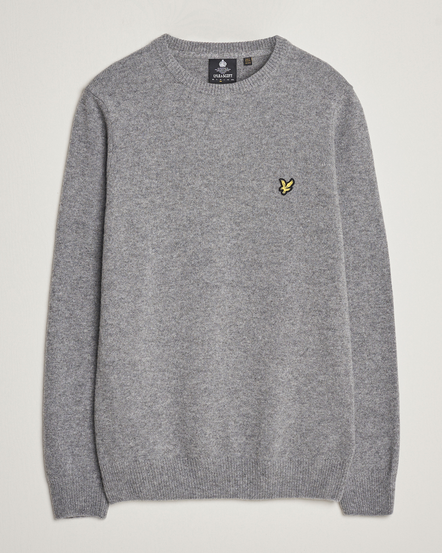 Homme | Pulls Et Tricots | Lyle & Scott | Lambswool Crew Neck Pullover Mid Grey Melange