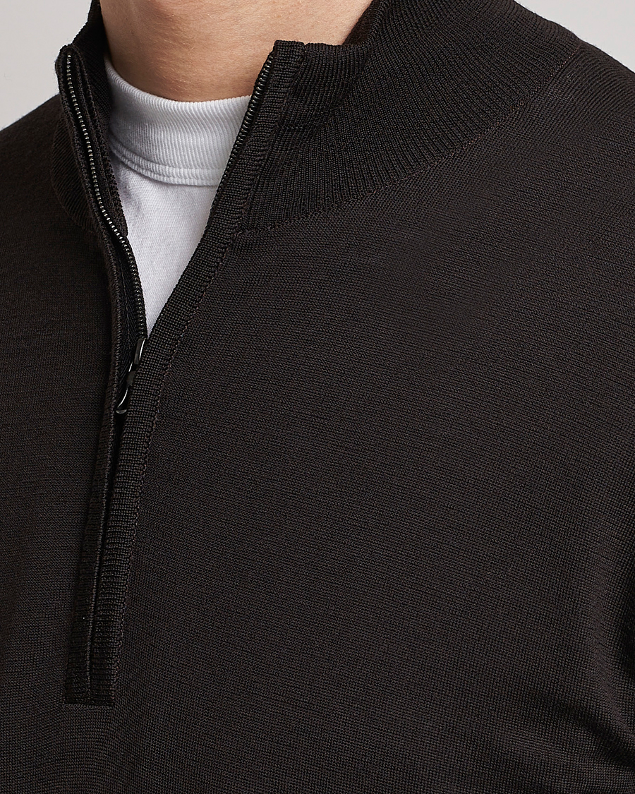 Homme | Pulls Et Tricots | John Smedley | Barrow Extra Fine Merino Half Zip Dark Cocoa