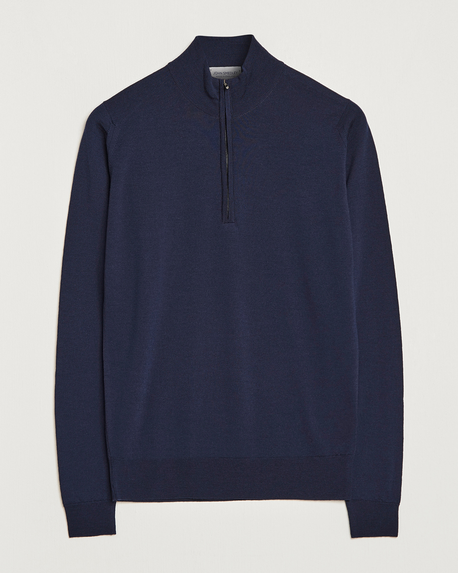 Homme | Pulls Et Tricots | John Smedley | Barrow Extra Fine Merino Half Zip Midnight