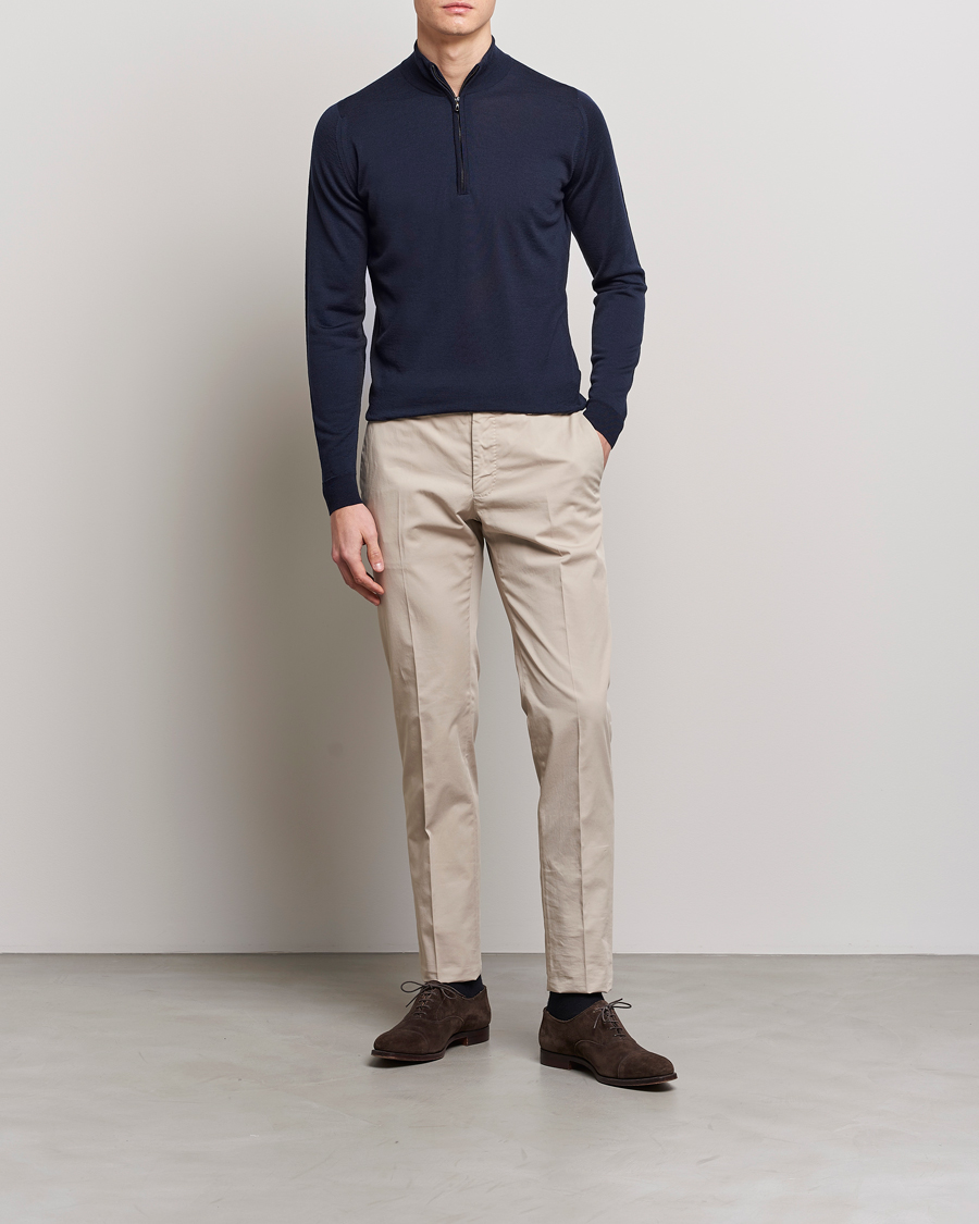 Homme | Pulls Et Tricots | John Smedley | Barrow Extra Fine Merino Half Zip Midnight