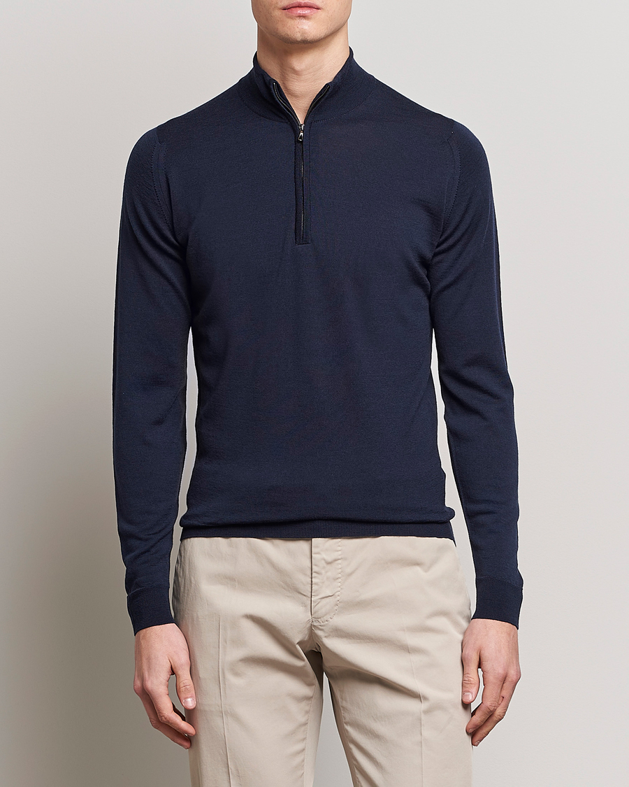 Homme | Pulls Et Tricots | John Smedley | Barrow Extra Fine Merino Half Zip Midnight
