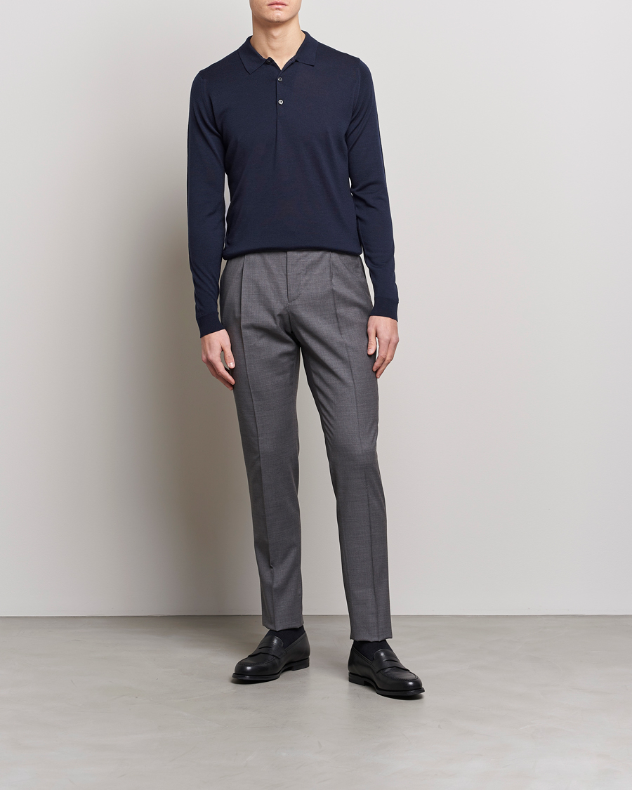 Homme | Pulls Et Tricots | John Smedley | Belper Extra Fine Merino Polo Pullover Midnight