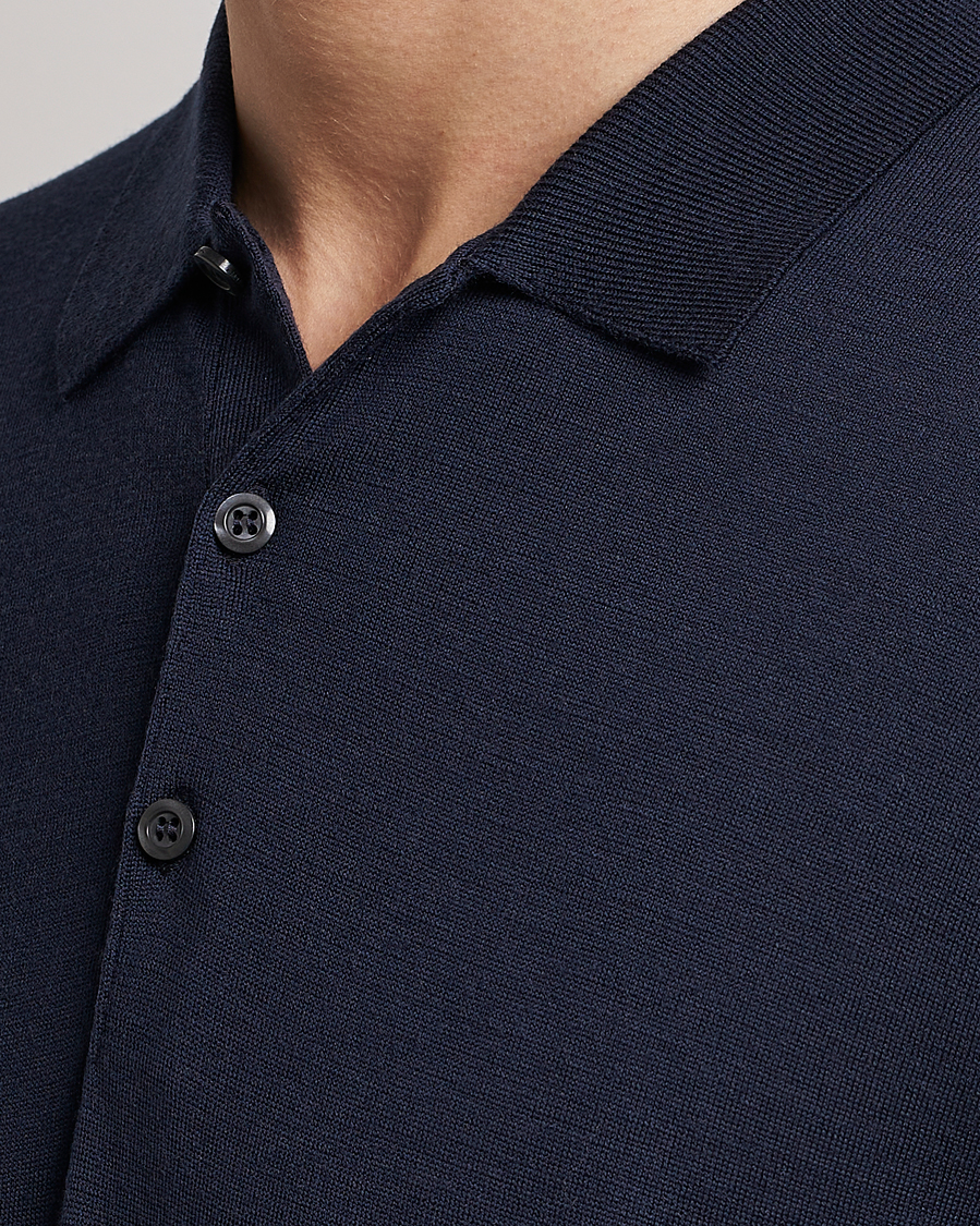 Homme | Pulls Et Tricots | John Smedley | Belper Extra Fine Merino Polo Pullover Midnight