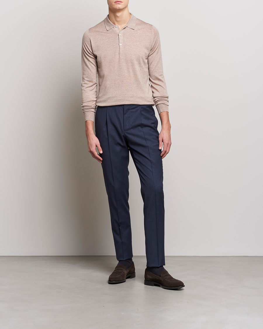 Homme | Pulls Et Tricots | John Smedley | Belper Extra Fine Merino Polo Pullover Soft Fawn