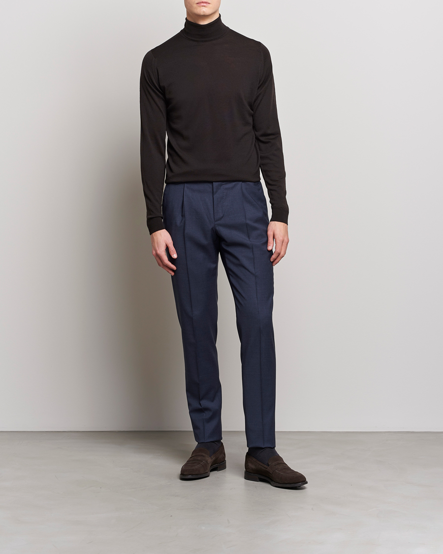 Homme | Pulls Et Tricots | John Smedley | Cherwell Extra Fine Merino Rollneck Dark Cocoa