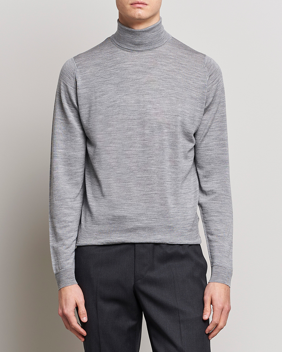 Homme | Sections | John Smedley | Cherwell Extra Fine Merino Rollneck Silver