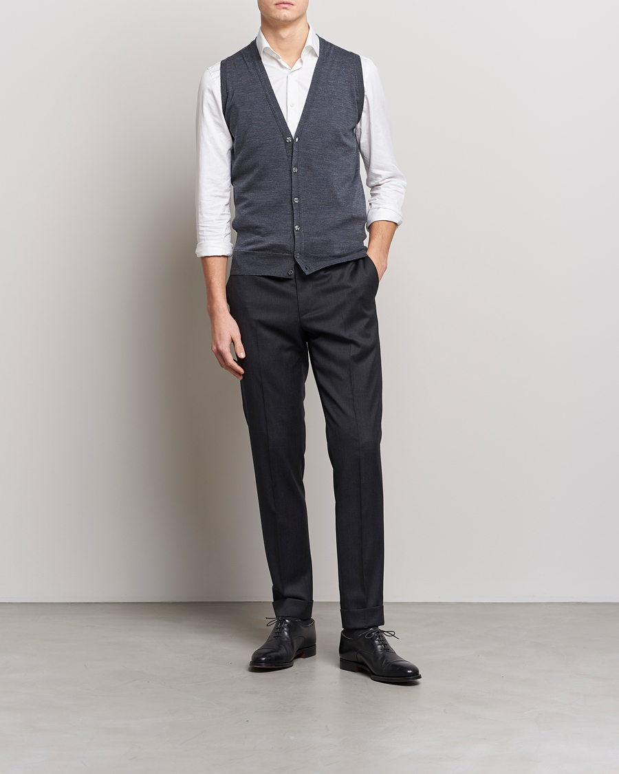 Homme | Pulls Et Tricots | John Smedley | Huntswood Slim Fit Waistcoat Charcoal