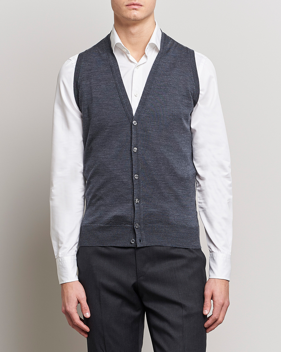 Homme | Pulls Et Tricots | John Smedley | Huntswood Slim Fit Waistcoat Charcoal